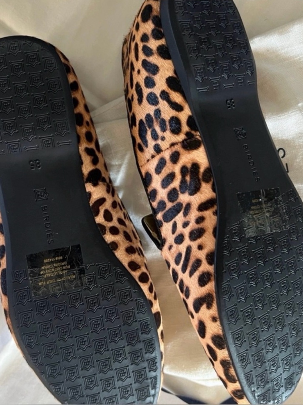 Birdies Leopard-Print Slip-On Flats in Tan and Black - Picture 3 of 3